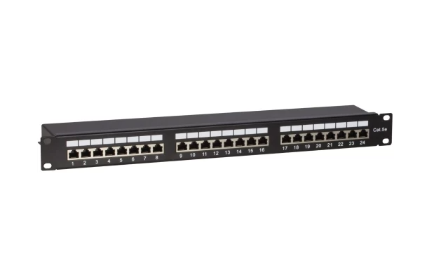 Cat 5e Crossing Patch Panel, shielded, 24-ports IDC